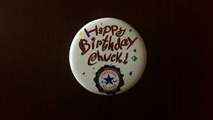 Vintage Advertising Button Pin - Happy Birthday Chuck! Converse All Star 75th - Picture 1 of 3