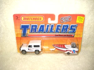 MIP Matchbox Trailers Lot White/Red 1987 Land Rover Ninety & 1975 Seafire Boat - Picture 1 of 6