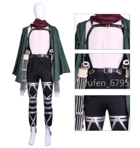 Attack On Titan Mikasa Ackerman Costume Cosplay Abito Carnevale 3D Manovra Gear - Foto 1 di 14