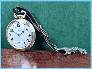 🚂BALL HAMILTON 999B RAILROAD POCKET WATCH 21 JEWELS 6Adj. Keeps Time T-REX FOB - Picture 1 of 20