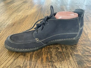 Clarks Bendables 63002 Chukka Lace Up Ankle Boots Women's US Size 11 Blue Suede - Picture 1 of 13
