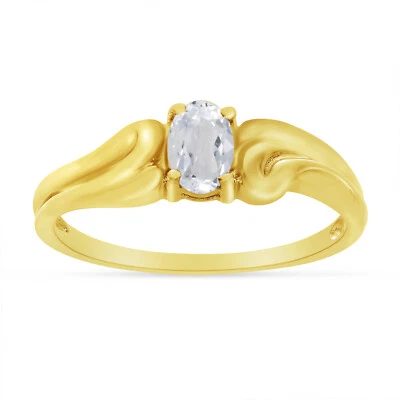 Anillo de topacio blanco ovalado de oro amarillo de 14k Foto 1 de 4