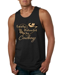 Camiseta sin mangas gráfica Easy Distracted by Cowboys Southern West Wild Men - Imagen 1 de 9