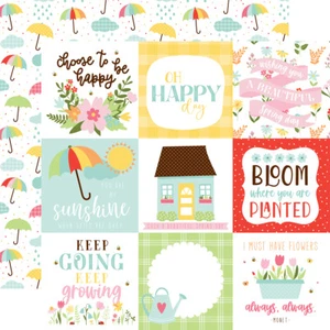 2 hojas de papel Echo Park BIENVENIDO PRIMAVERA 12x12 cartulina - 4x4 tarjetas de diario - Imagen 1 de 1