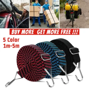 Wide Bungee Cord 1 2 3 4 5M Long Elastic Luggage Straps Rope with Hooks Clips - Picture 1 of 11