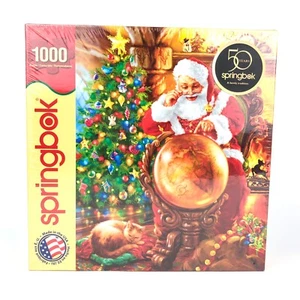 Springbok Christmas Puzzle 1000 Piece Joy Around the World Santa Cat Globe - Picture 1 of 7