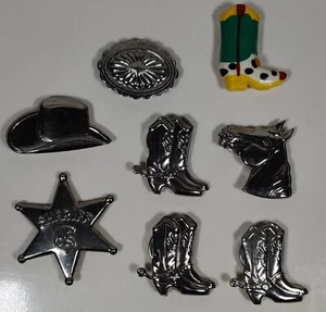 VTG New York NONY Silver Tone Western Button Covers Boots Horse Badge Cowboy Hat - Picture 1 of 3