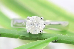 1.02 CT Natural Diamond Round Cut 14K White Gold Solitaire Engagement Ring - Picture 1 of 9