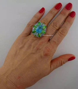 Colorful and Chic Multi-Gemstones 23.34TCW In 925 Silver Amazing Classic Ring - Picture 1 of 6