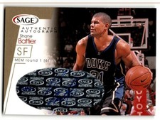 2001-02 SAGE Gold Shane Battier Auto 62/125 Duke Blue Devils #A2