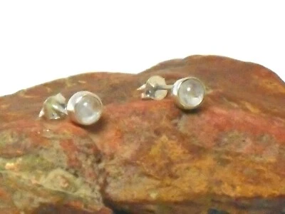 Round MOONSTONE  Sterling  Silver  925 Stud Earrings - 5 mm  -  Gift Boxed - Image 1 of 4