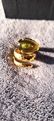 ROBERTO COIN 18K 黄金柠檬石英蛇线圈戒指 7 - 7.5 尺寸 — 第 1/4 张图片