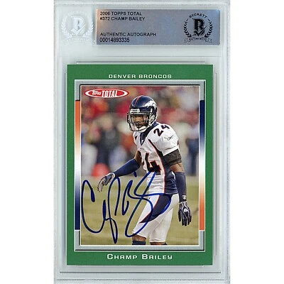 Champ Bailey Firmado 2006 Topps Total #372 Denver Broncos BAS Losa Automático Salón de la fama CB Foto 1 de 4