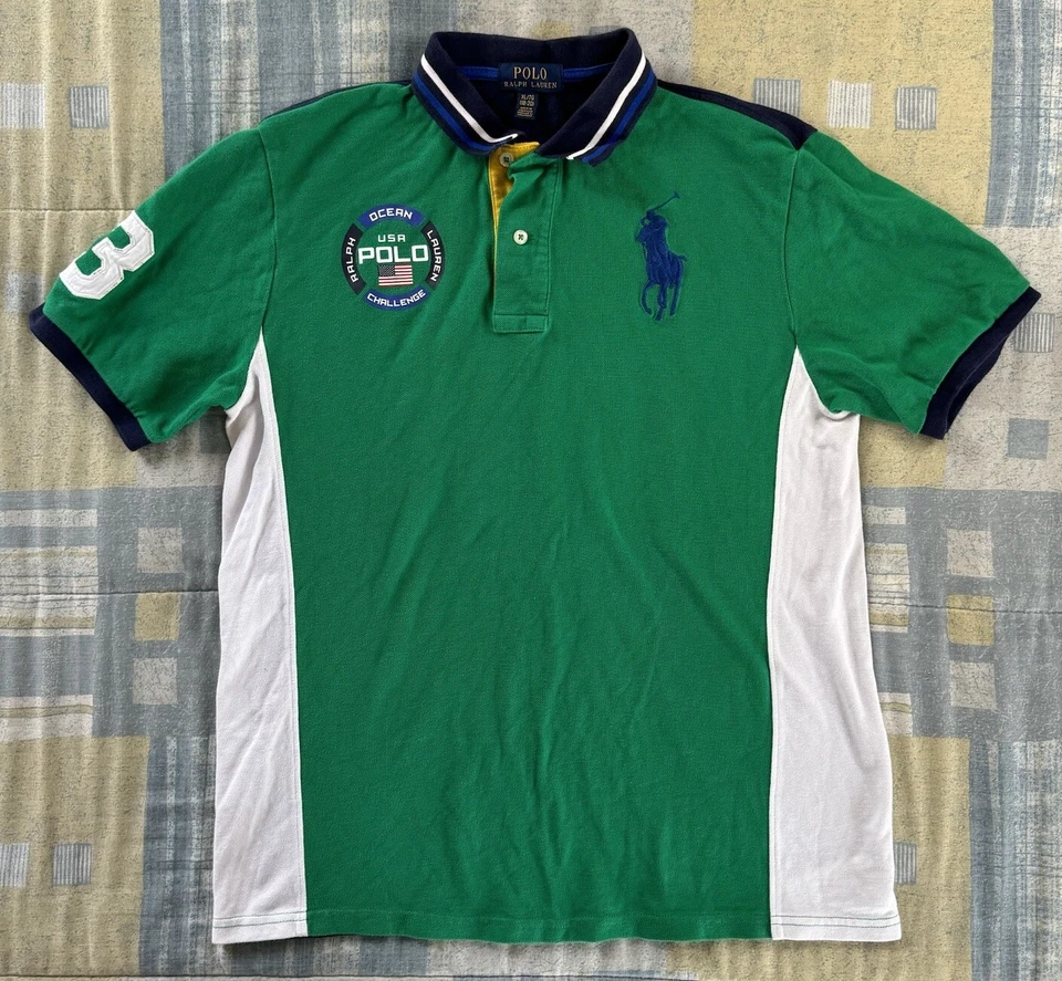 Polo Ralph Lauren "Ocean Challenge" Green Collard Short Sleeve Youth Boys XL - Image 1 of 4