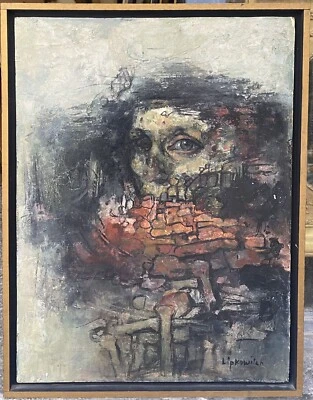 Tableau Ancien Huile  Portrait Curiosa EUGENE LIPKOVITCH (1924-1987) Pologne - Photo 1/4