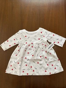 Old Navy Baby Girls Valentine's Day Heart Long Sleeve Dress, White, 3-6 Months - Picture 1 of 1