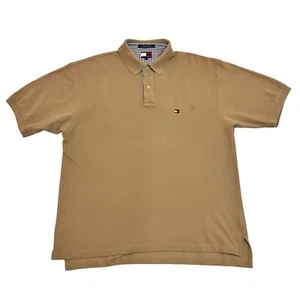 Vintage Tommy Hilfiger Polo Shirt Beige Mens XL Short Sleeve 100% Cotton - Picture 1 of 12