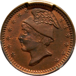 Ohio Reggimento Volontari 50 Centesimi Sutler Gettone PCGS MS 62 RB R-8 (7-17) - Foto 1 di 4