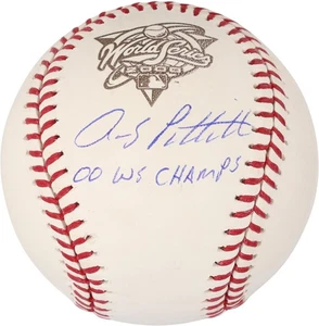 Andy Pettitte Yankees Signed 2000 World Series Logo Baseball w/00 WS Champs Insc - Picture 1 of 2