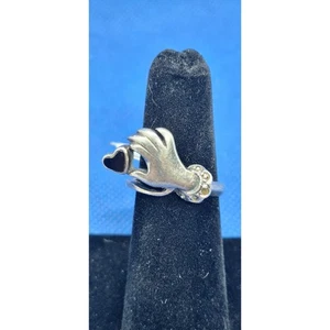 Anillo de plata esterlina Your Heart is in my hand - vintage 925 - muy único talla 6,25 - Imagen 1 de 8