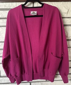 Sloppy Joes Cardigan Women’s One Size Pink Grandma Sweater USA Vintage Pockets - Picture 1 of 6