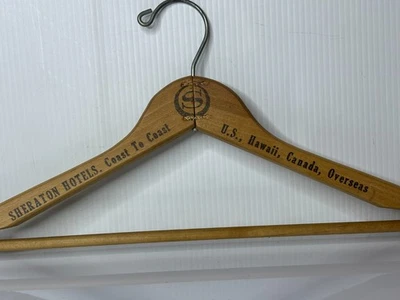 Vintage 1950s MCM Sheraton Hotels USA Made Motel Wooden Clothes Clothing Hanger - image 1 of 4