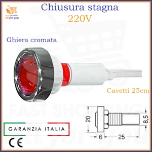 Lampada spia luminosa 220v rossa x segnalatore indicatore luminoso gemma al neon - Imagen 1 de 2