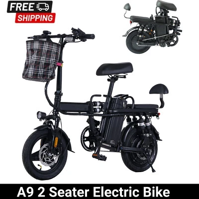 Mini Foldable Electric Bike 500W 48V 15AH Adult Bicycles 14" Vacuum Tire - Black - Image 1 of 4