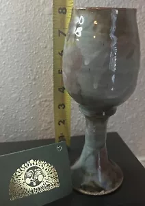 Bette Drake Studio Pottery Stoneware Chalice Goblet Wine Glass OH Don Drumm VTG - Picture 1 of 12