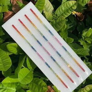 100% Natural Perfect Princess Cut Rainbow Sapphire Fancy Colors Sapphire - Melee - Picture 1 of 3