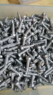 #12-14 x 3/4" GALVANIZADO AUTO TALADRO Tornillo de chapa Cabeza hexagonal Arandela BOLSA 250  Foto 1 de 2