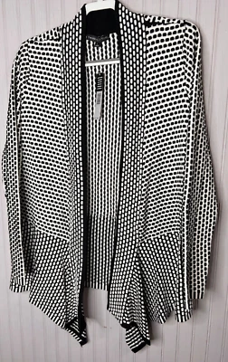 Preston & York 女式 CARDIGAN L 黑色白色轻质职业优质毛衣全新 99 美元 — 第 1/4 张图片