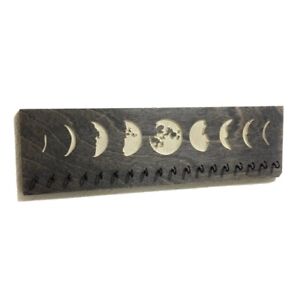 Jewelry Organizer Wall Mount Necklace Holder Organizer - Phases Of The Moon Wood