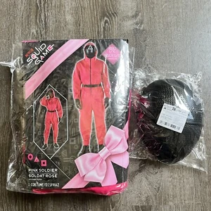 Netflix Squid Game Pink Soldier Costume Jumpsuit, Mask, Missing Belt Adult L/XL - Picture 1 of 1