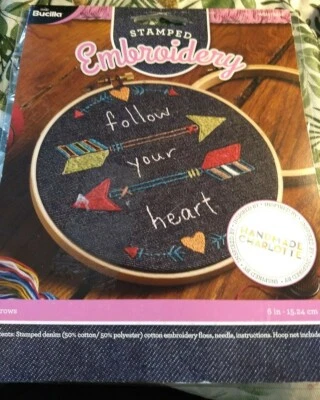 Bucilla Stamped Embroidery Kit - Follow Your Heart New Package - Image 1 of 2