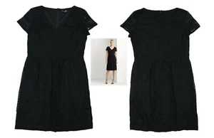 Ralph Lauren Size 14 Crochet Knit Cap Sleeve Knee Length Dress NWT Black - Picture 1 of 1