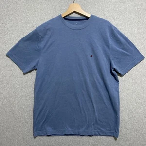 Tommy Hilfiger T-Shirt Mens Size Medium M Embroidered Logo Blue Cotton Casual - Picture 1 of 9