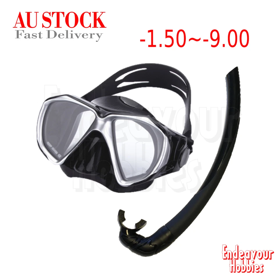 Prescription Near Sighted Myopia Scuba Diving face mask, dive goggles , Black - image 1 of 1