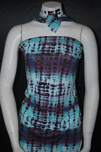 Viscose Spandex Jersey Knit Fabric Croc print tie dye kind aqua plum combo - Picture 1 of 10