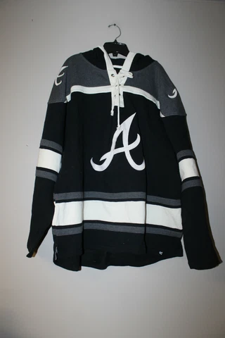 New MLB Atlanta Braves old time jersey style mid weight cotton hoodie men's M Cover