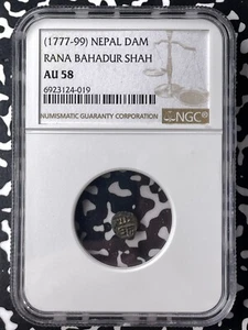 (1777-99) Nepal Rana Bahadur Shah 1 Dam NGC AU58 Lot#G9678 Silver! - Picture 1 of 3