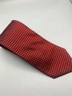 Corbata gruesa a cuadros roja/negra Valerio Garati Italia hecha a mano 100 % seda pura Foto 1 de 4