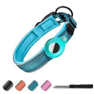 Reflektierendes gepolstertes Hundehalsband für Apple AirTag verstellbar, strapazierfähig, alle Größen - Bild 1 von 11
