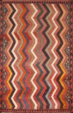 Vintage Chevron Pattern Gabbeh Rug 4x6 Handmade Wool