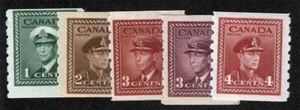 CANADA Sc 263-267 1942 1¢-4¢ KGVI Coil p.8 Vert MNH Original Gum Set - Picture 1 of 1
