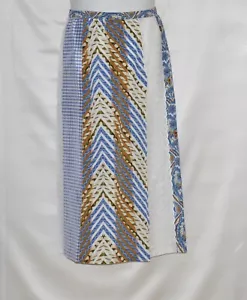 Koos Of Course Pull On Silk Blend Skirt With Lace And Prints Size M Blue Multi - Picture 1 of 2