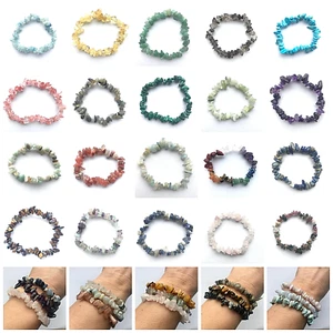 Crystal Gemstone Stretch Bracelet Natural Stone Chip BUY 2 GET 1 FREE! - Picture 1 of 88