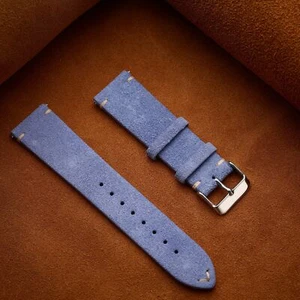 Nubuck Soft Tumbled Leather Watch Band Hand-stitched Strap 14/16/18/20/22mm - Picture 1 of 22