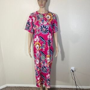 Polo Ralph Lauren VIntage Womens Blue Label Floral Hawaiian Dress Pink USA L