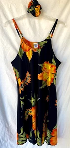 RIMA..SPAGHETTI STRAP..TROPICAL FLORAL..DRESS..w HAIR SCRUNCHIE..NWOT..XL - Picture 1 of 4